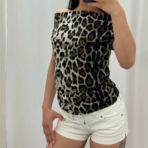 Y2K leopard print cowl neck top - Picture 2 of 3